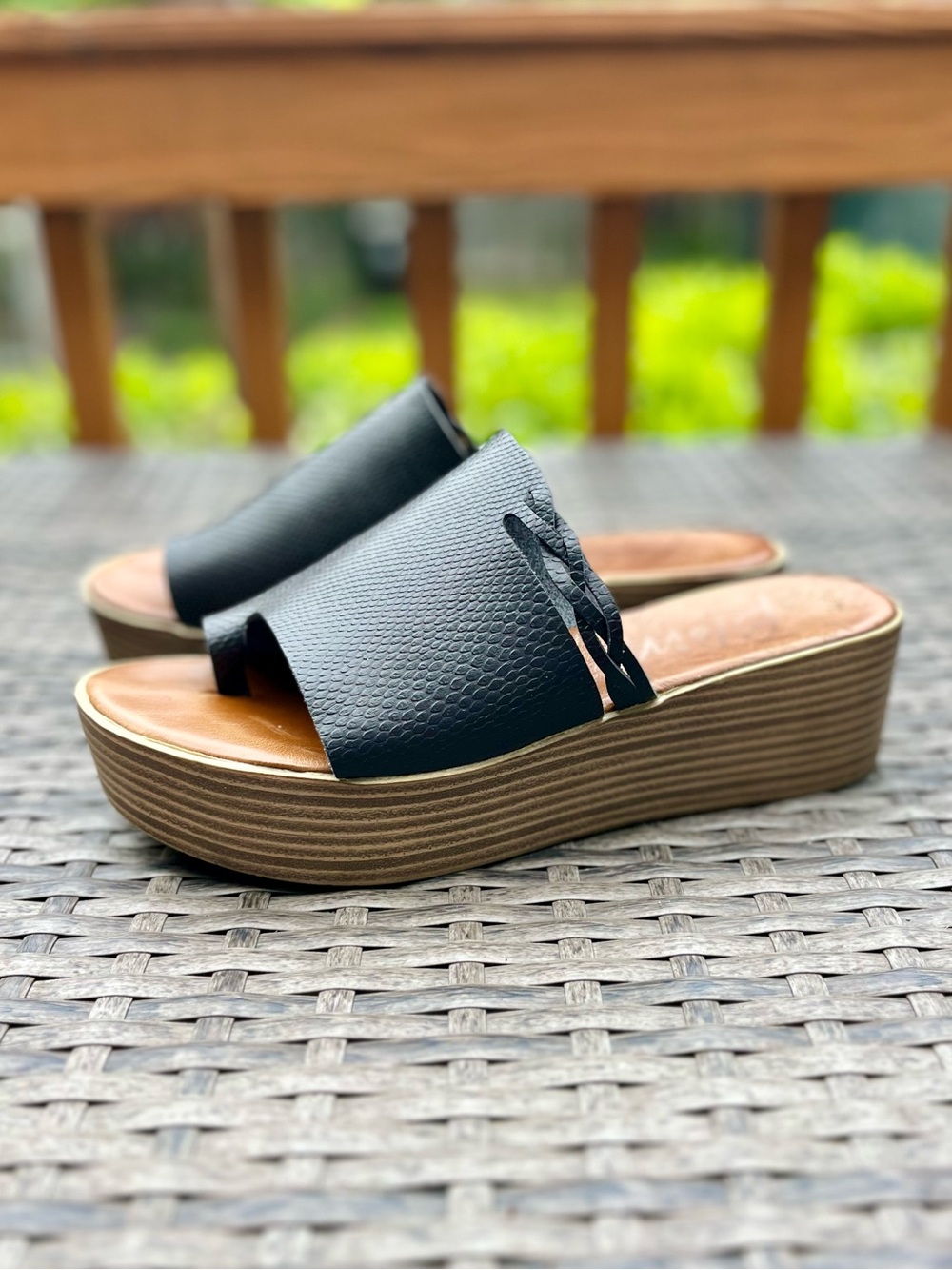 Blowfish Malibu Black Platform Slide Sandals - Picture 2 of 9